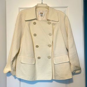 Talbots winter white waffle blazer